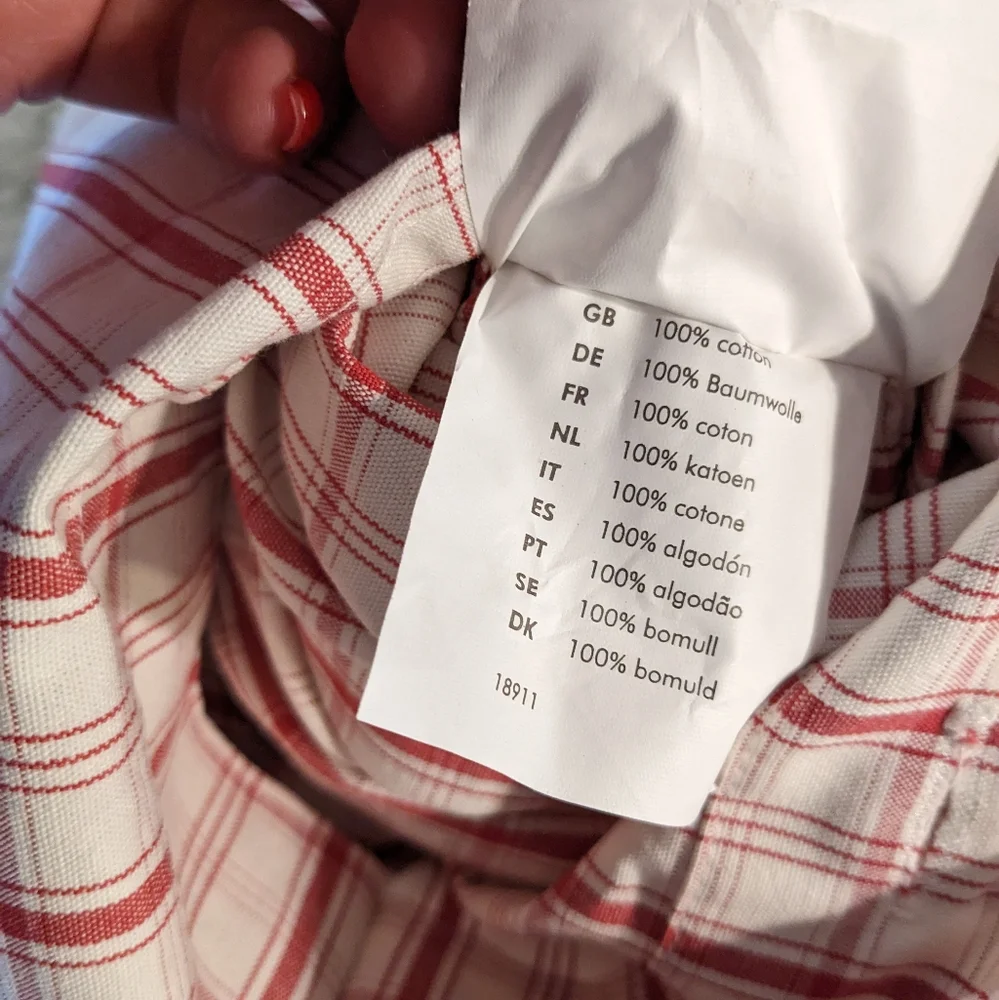 IKEA 100% Cotton Euro Pillow Sham Alvine RuTA Crisp Red & White Farmhouse Plaid